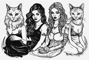 Three Sisters holdning a cat tattoo idea