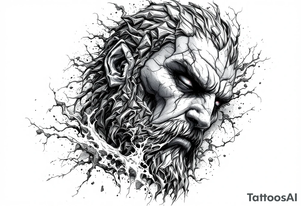 Hades forward facing stone portrait Greek mythology tattoo idea