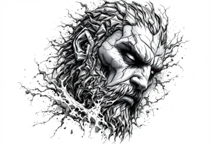 Hades forward facing stone portrait Greek mythology tattoo idea