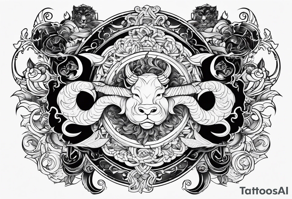 Gemini and taurus symbols intertwined tattoo idea