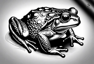 Toad in a child’s hand tattoo idea