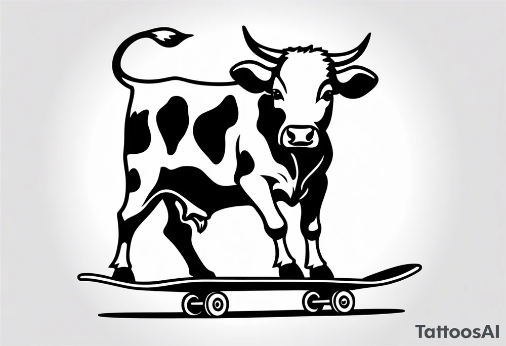 Cow riding skateboard tattoo idea