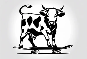 Cow riding skateboard tattoo idea