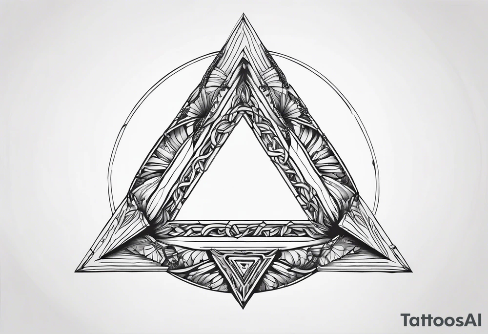 Simplistic symbol large delta inside a circle made from chain tattoo idea