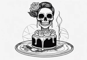 Cheesecake girl skeleton tattoo idea
