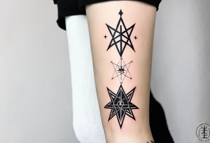 knee tattoo with unicursal hexagram from Thelema tattoo idea