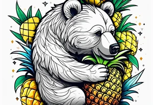 Bear hugging pineapple tattoo idea