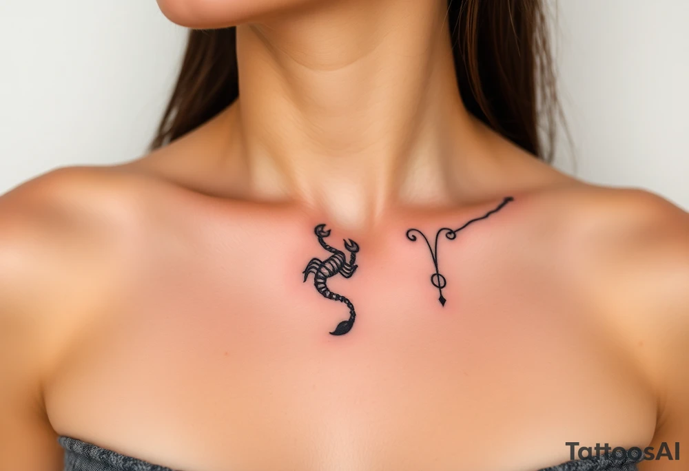 A medium tattoo including the Scorpio constellation , the Virgo constellation combined tattoo idea