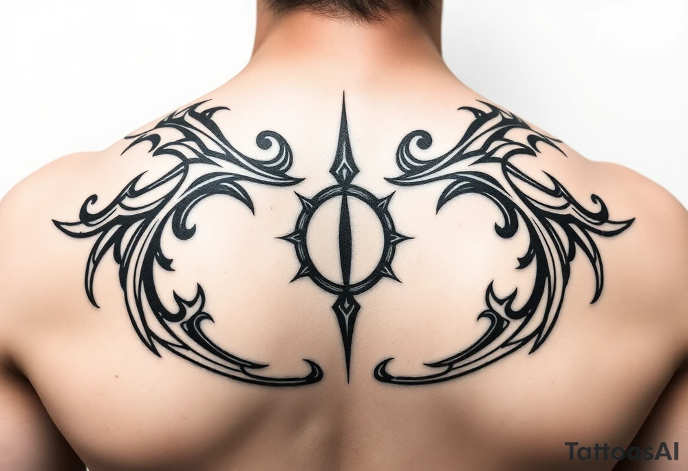 tribal open scroll tattoo idea