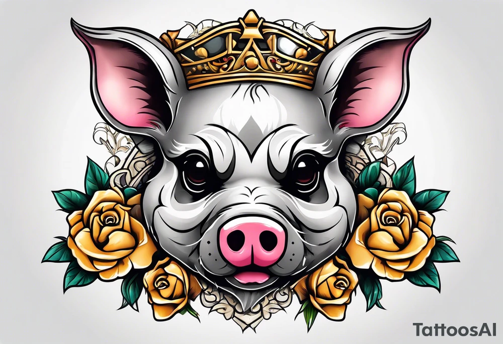 Skull and cross bones with blonde pig pig tail buns tattoo idea