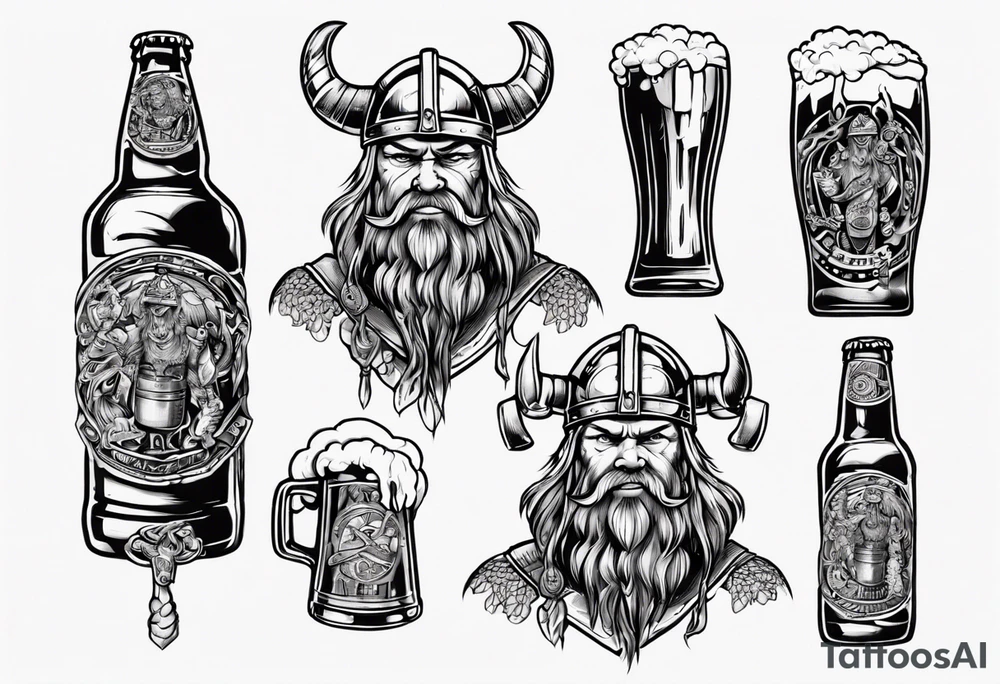 viking holding a beer tattoo idea