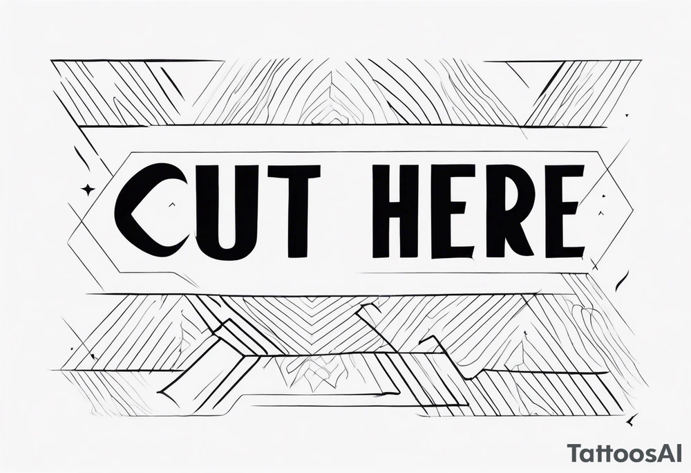"Cut here" lettering tattoo design tattoo idea