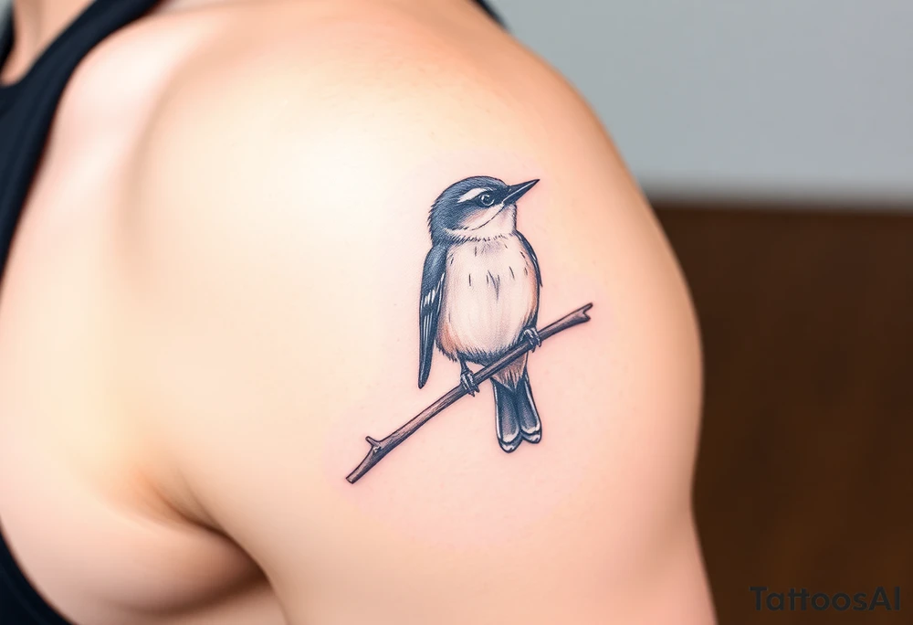 Nuthatch bird sitting on a branch tattoo idea
