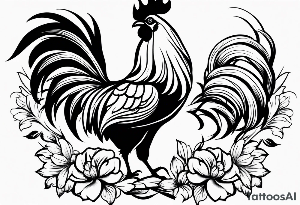 traditional style rooster flash tattoo idea