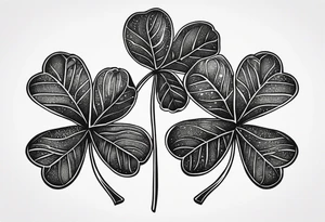 simple leaf and clover with stippled shading tattoo idea