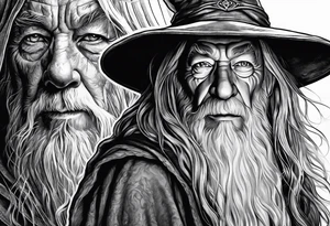 Gandalf in minas tirith with gollum and the one ring to rule them all the lord of the rings tattoo idea