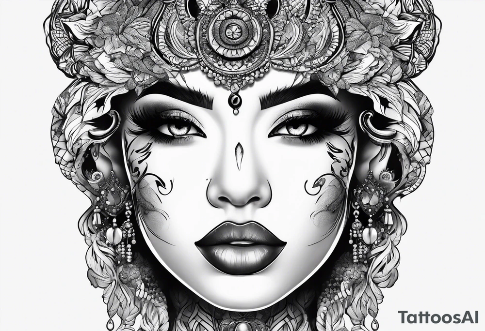 Koolie face portrait tattoo idea