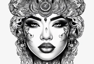 Koolie face portrait tattoo idea