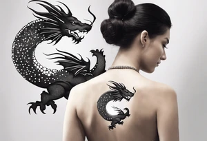 strength, small, western dragon, long tail, elegant, lengthy, pisces tattoo idea