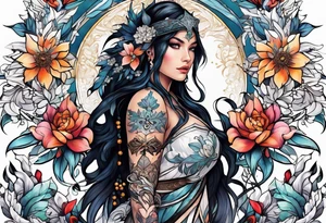 snowflake warrior, flower tattoo idea