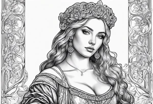 Beautiful woman in a renaissance gown tattoo idea
