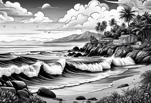 California Beach Mural tattoo idea