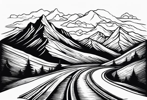 road into mountain tattoo idea