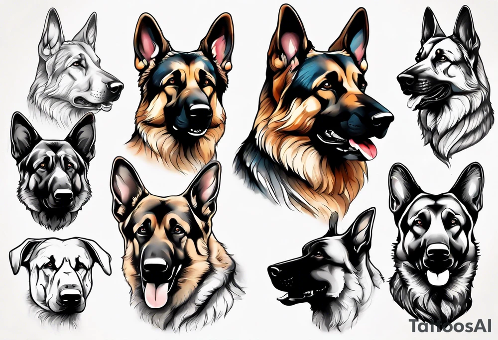 German shepherd portrait tattoo idea