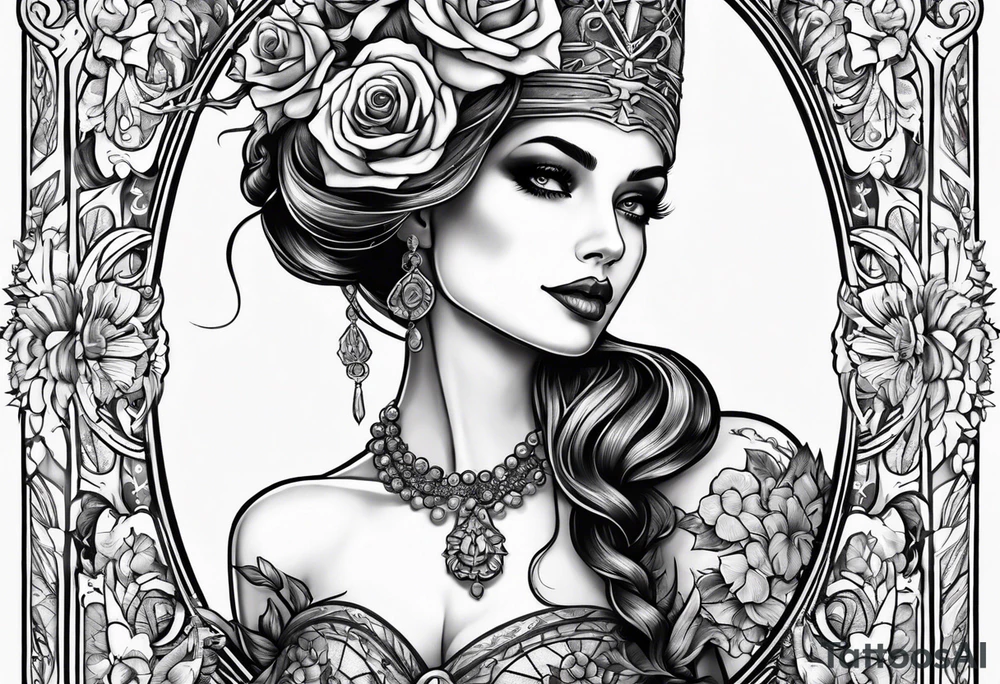 lady skeleton tattoo idea