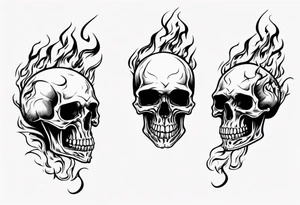 Skull from side with flames tattoo idea
