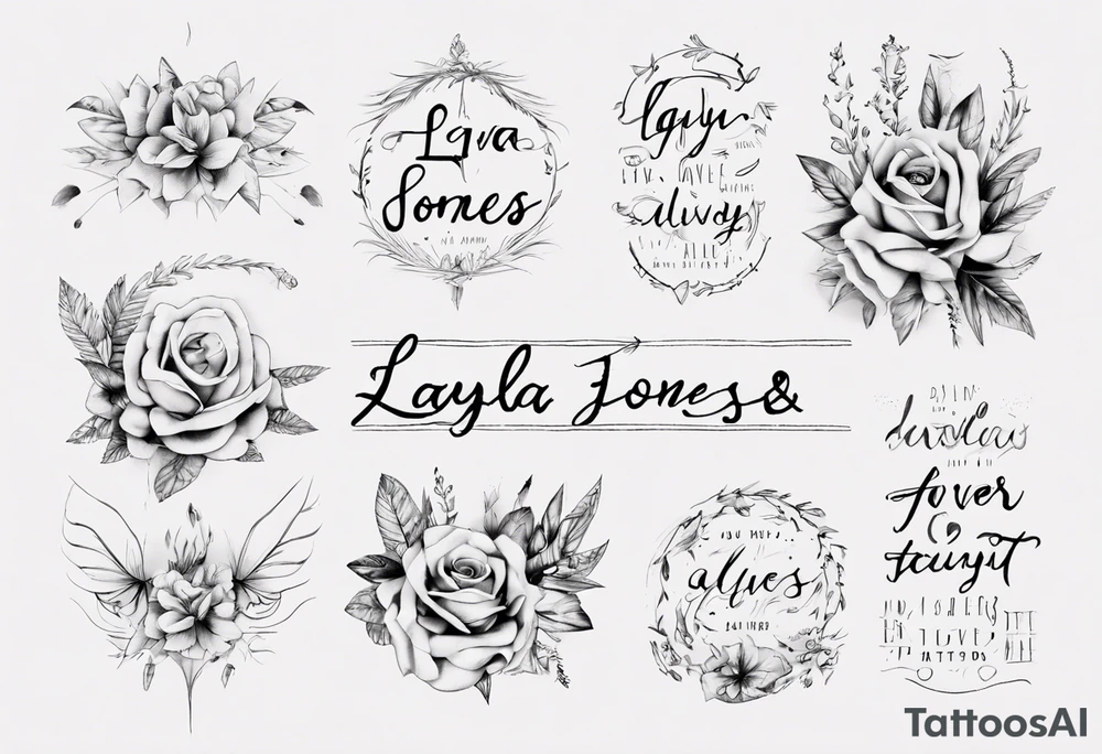 Fine line and script fonts. Layla Jones 4-ever and always tattoo idea Fine line and script fonts. Layla Jones 4-ever and always tattoo idea