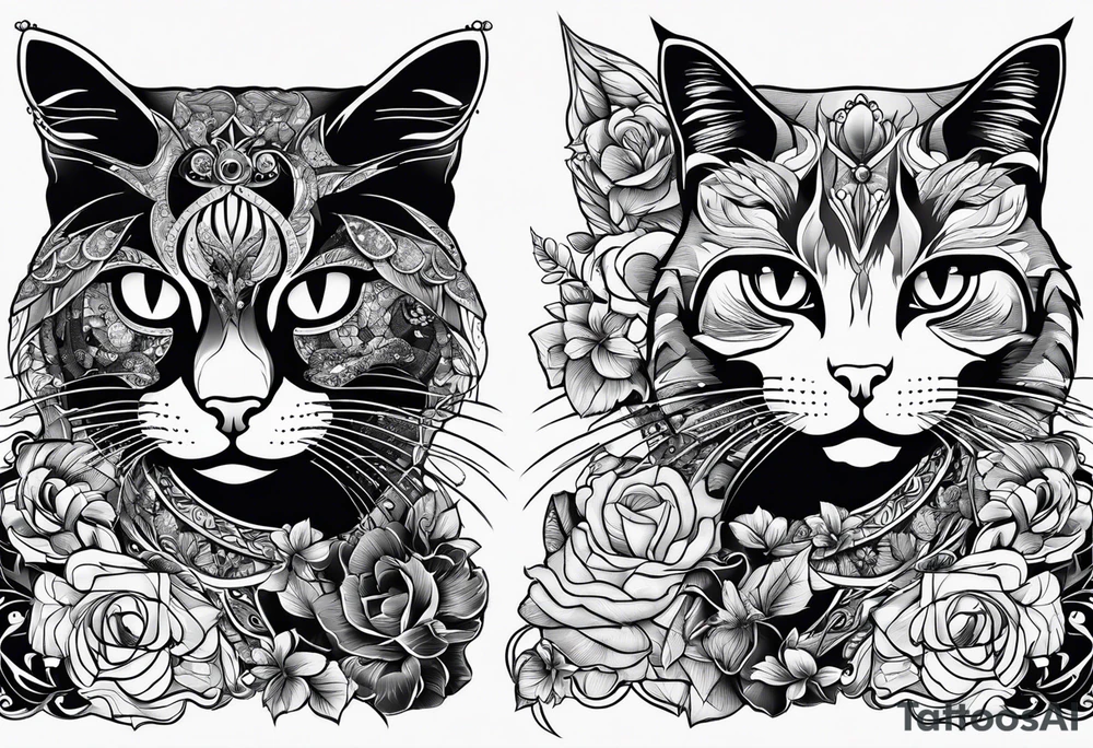 4 cats playing tattoo idea