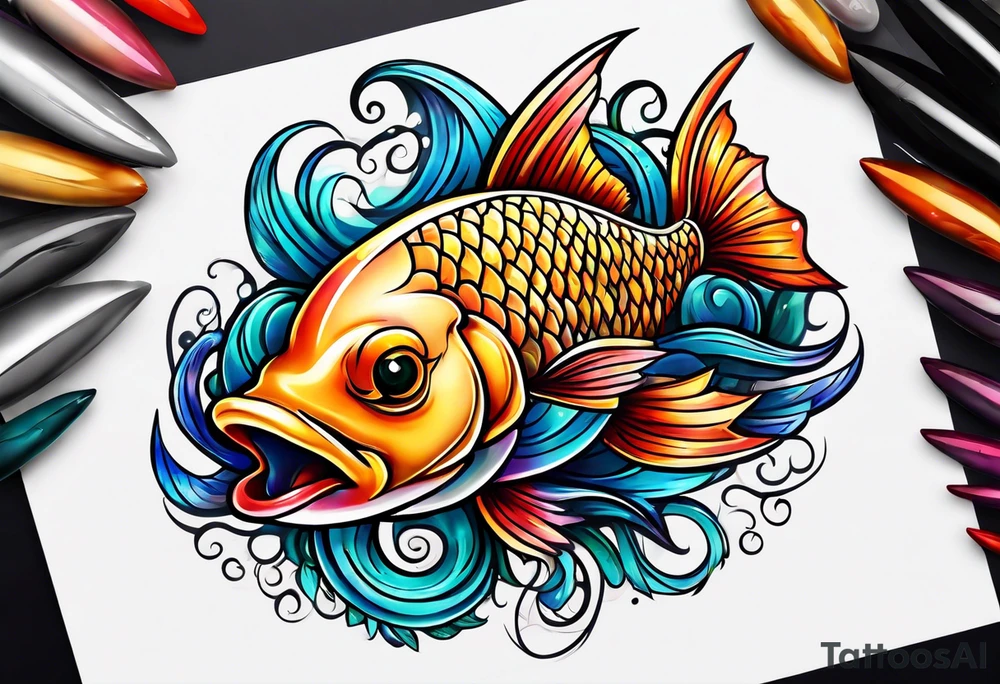 pescado adentro de un corazón tattoo idea