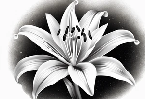2d lily flower with white background tattoo idea