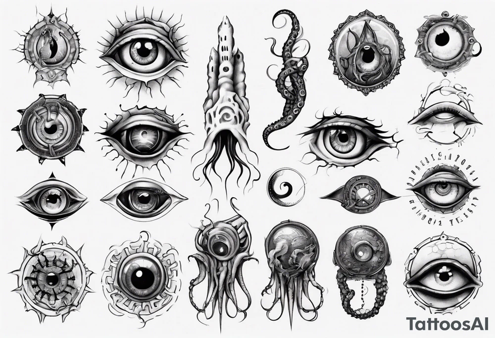 lovecraft themed eye on hand , tentacle on forearm tattoo idea lovecraft themed eye on hand , tentacle on forearm tattoo idea