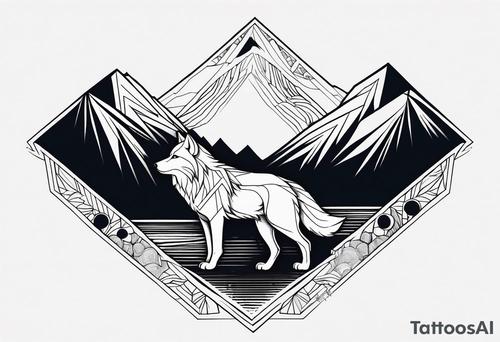 Mountains, wolf under tattoo idea