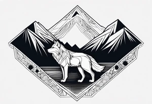 Mountains, wolf under tattoo idea