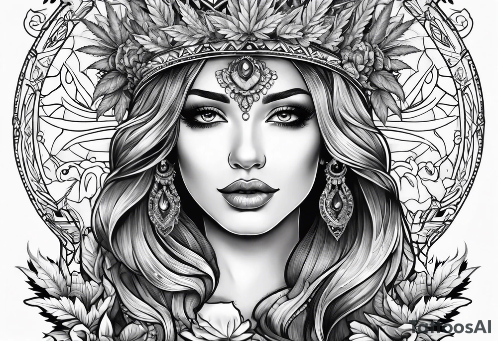 Goddess of marijuana tattoo idea