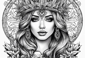 Goddess of marijuana tattoo idea
