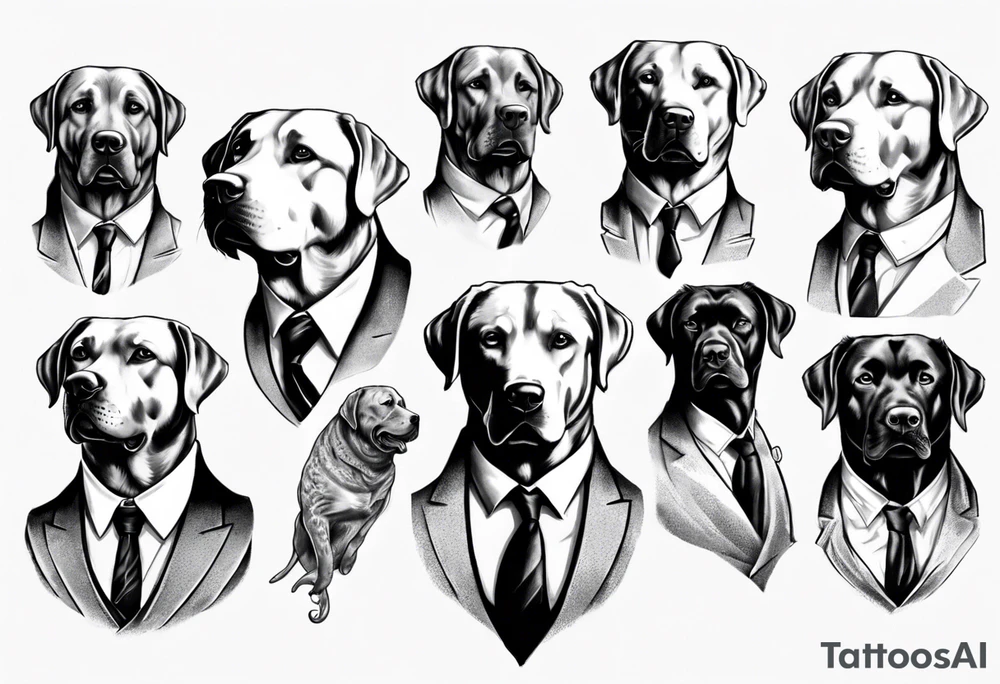 A labrador in a double breasted suit tattoo idea