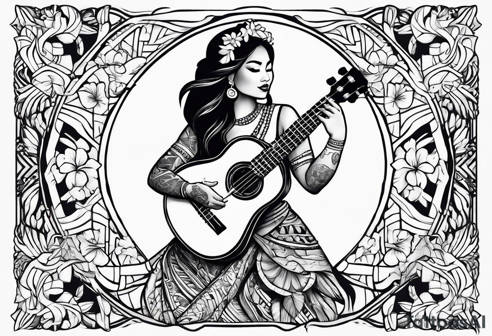 vahine dance with ukulele tattoo idea