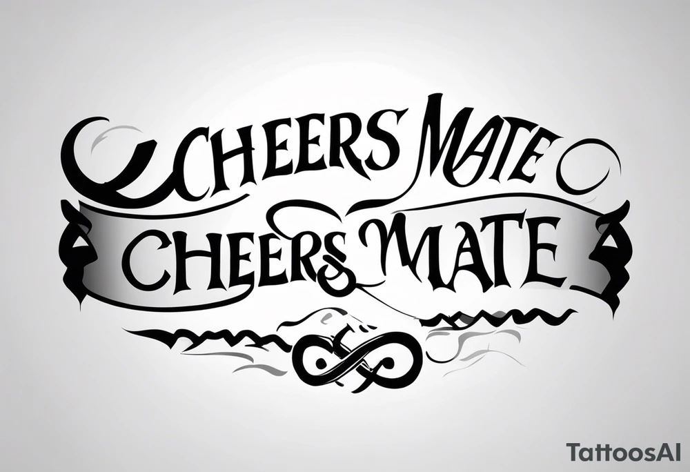 "Cheers Mate" text, armband +Celtic +grey Cancer Ribbon +tribal +artistic tattoo idea