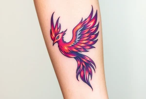 Phoenix with blazing flames with purple tattoo idea