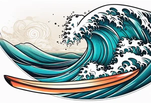 Surfboard with a wave inside it tattoo idea