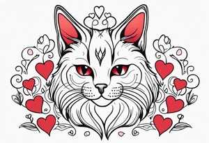 Cat with hearts on fur tattoo idea