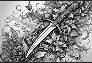 A Rapier blade down my spine with leafy vines surrounding the blade tattoo idea