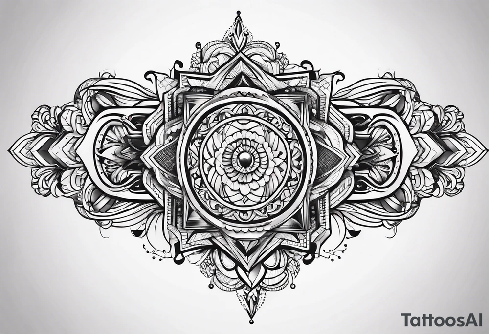simple lines armband and back tattoo idea