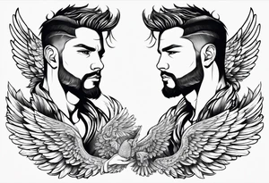 Male angel with dominance tattoo idea