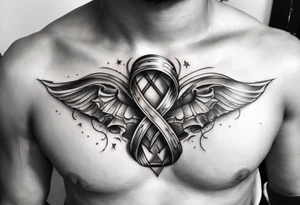 Cancer ribbon chest tattoo tattoo idea