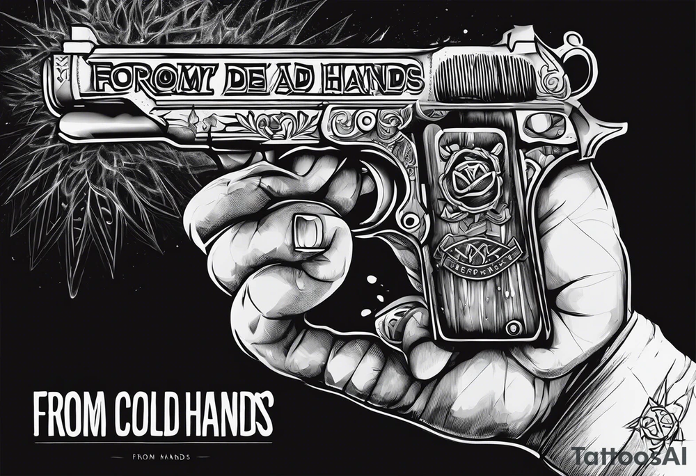 Meth pipe in a hand. 
Underneath the hand the text,  'from my cold dead hands ' tattoo idea